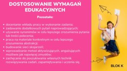 "Od opinii nauczyciela do dostosowań wymagań"