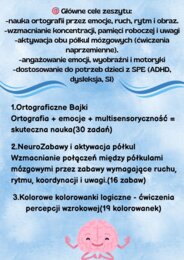 "Ortografia, Emocje i Aktywacja Mózgu z elementami neuroedukacji, integracji sensorycznej dla klas 1-3"