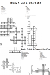 Brainy 7 – Unit 1 – krzyżówki – Types of films_People in film/Other