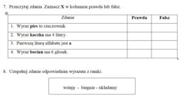Sprawdzian koniec klasy pierwszej / poczatek drugiej.