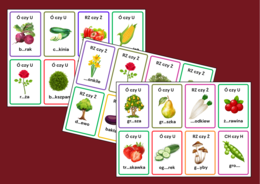 KARTY ORTOGRAFICZNE - warzywa - owoce - rośliny - ORTOGRAFIA - 48 szt. - DZIEŃ OWOCÓW I WARZYW