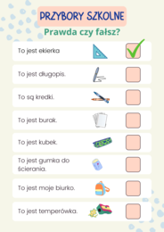 Przybory szkolne - prawda czy fałsz
