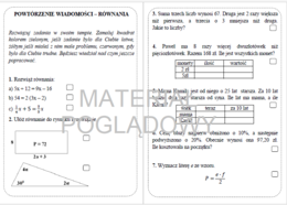 Karta pracy - rozwiązywanie równań. Równania klasa 7, 8