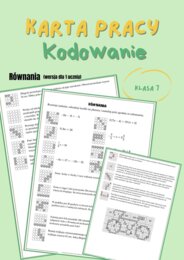 Równania, rozwiązywanie zadań z treścią, kodowana karta pracy, praca indywidualna, klasa 7 i 8