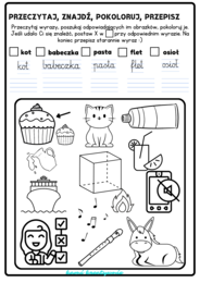 Przeczytaj, znajdź, pokoloruj, przepisz