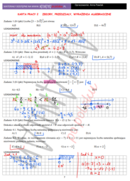 Karta pracy - zbiory, przedziały, wyrażenia algebraiczne - poziom podstawowy