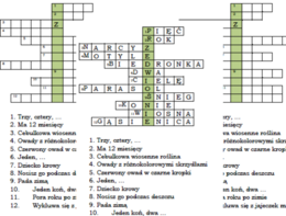 Logogryf dla klasy 1 z hasłem Przedwiośnie