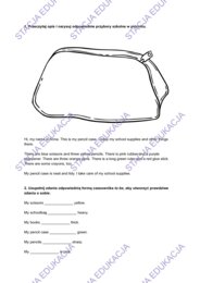 Brainy 4 Unit 1 - powtórka (czytanie ze zrozumieniem, to be, nazwy przyborów szkolnych)