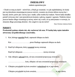 Imiesłowy - zadania egzaminacyjne