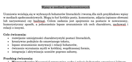 Wpisy w mediach społecznościowych - scenariusz ćwiczenia + szablon