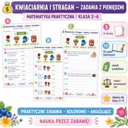 Kwiaciarnia i stragan – zadania z pieniędzmi