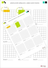 Kolorowanka, tabliczka mnożenia dla początkujących, mnożenie przez 2,3,4- NR 2