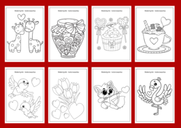 WALENTYNKI – kolorowanka – kolorowanki – biblioteka – świetlica – przedszkole – 30 wersji