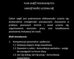 Plan zajęć rozwijających umiejętności uczenia się
