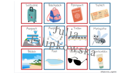 Summer holidays / Lato / Wakacje / Memory/ Gra/ Gra językowa/ Karty obrazkowe/ Zabawa/ Dzieci/ Warm-up/ Rozgrzewka/ Słownictwo/ SP 1-3/ SP 4-6/ SP 4-8/ SP 8