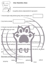 Karty Pracy z odpowiedziami do lektury „Asiunia” Joanny Papuzińskiej