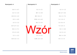 Dzielenie liczb dziesiętnych | matematyka | 26 kolumn