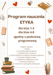Program nauczania ETYKA klasy 1-3 oraz 4-8, wymagania edukacyjne, rozkład materiału, dokumentacja