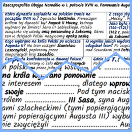 Rzeczpospolita Obojga Narodów w 1. połowie XVIII w. Panowanie Augusta II Mocnego i Augusta III – notatki i karta pracy