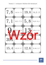 Domino - Dzielenie liczb dziesiętnych | matematyka