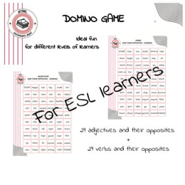 Język angielski - Domino - przymiotniki i czasowniki i ich przeciwieństwa