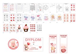 Walentynki - dekoracja na gazetkę, karty pracy, medale i dyplomy