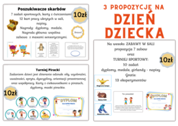 Dzień Dziecka - na wesoło - Zabawy w sali, oraz TURNIEJ SPORTOWY - "Chciałbym zostać sportowcem - Dzień Sportu