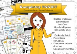 Chemia. Klasa 7. Pierwsze spotkanie z chemią. Substancje. Kompletny PAKIET materiałów do całego działu dla nauczyciela.