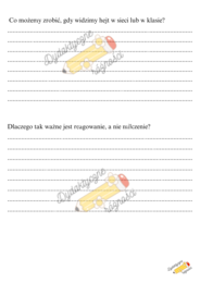 Lekcja wychowawcza - relacje rówieśnicze i hejt - klasa 4-6. Teksty + pytania otwarte.