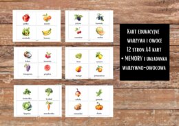 KARTY EDUKACYJNE WARZYWA I OWOCE + UKŁADANKA I MEMORY