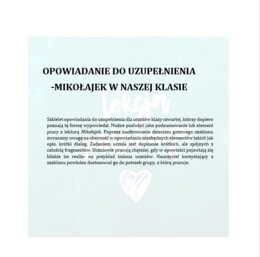 MIKOŁAJEK W NASZEJ KLASIE- OPOWIADANIE DO UZUPEŁNIENIA