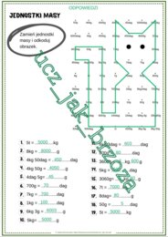 Jednostki masy, kodowanie, karta pracy, klasa 4