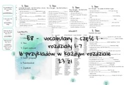 Egzamin ósmoklasisty - vocabulary - part 1 - rozdziały 1-7 - ponad 100 przykładowych zdań w 6 formach - online i offline