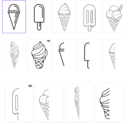 Kolorowanki lodów - do prac plastycznych, dokończ rysować