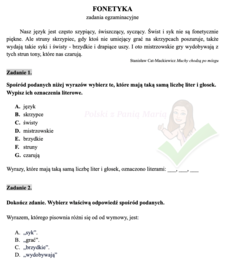 Fonetyka - zadania egzaminacyjne