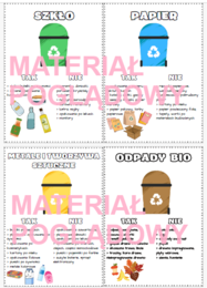 edukacja ekologiczna - segregacja śmieci (plansze + zadanie)