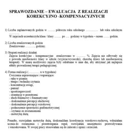 Sprawozdanie z zajęć korekcyjno - kompensacyjnych + ocena efektywności