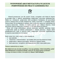 WYPOWIEDŹ ARGUMENTACYJNA W SZKOLE PONADPODSTAWOWEJ KROK PO KROKU ćwiczenia dla uczniów klas 1-2