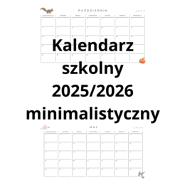 Minimalistyczny kalendarz na rok szkolny 2025/2026