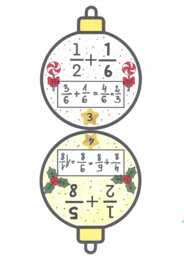 Ułamkowe bombki - dodawanie ułamków zwykłych o różnych mianownikach