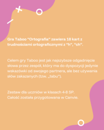 Gra taboo- ortografia: h, ch