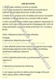 Odkrywamy tajemnice ciała człowieka (gra w statki na podsumowanie)