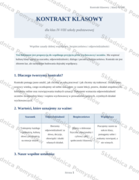 KONTRAKT KLASOWY dla klas 4 - 8; edytowalny dokument wychowawcy; zajęcia z wychowawcą; dokument do pracy z klasą