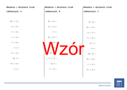 Mnożenie i dzielenie liczb całkowitych | matematyka | 26 kolumn