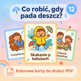 Karty obrazkowe "Co robić, gdy pada deszcz?"