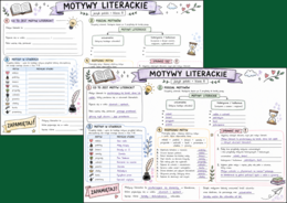 MOTYWY LITERACKIE – karta pracy - 3 wersje - klasa 7 - 8