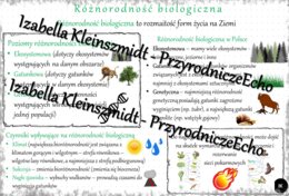 Sketchnotka - notatka „Różnorodność biologiczna” wykonana w power point do edycji. Biologia 8; „Człowiek i środowisko”