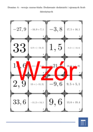 Domino - Dodawanie dodatnich i ujemnych liczb dziesiętnych | matematyka