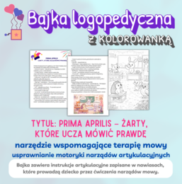 Bajka logopedyczna z kolorowanką Prima aprilis – żarty, które uczą mówić prawdę