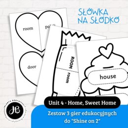 Słówka Na Słodko - Zestaw 3 gier edukacyjnych do nauki słownictwa z "Shine on 2" - Unit 4 Home, Sweet Home